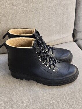 chooka Black Waterproof Lace-Up Winter Boots with Faux Shearling